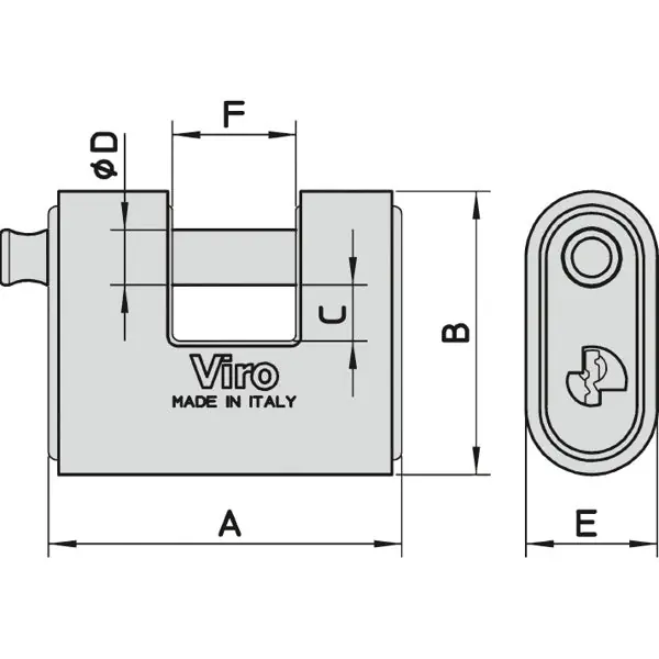 VIRO LUCCHETTO PANZER INOX SERIE 4117 MM 86