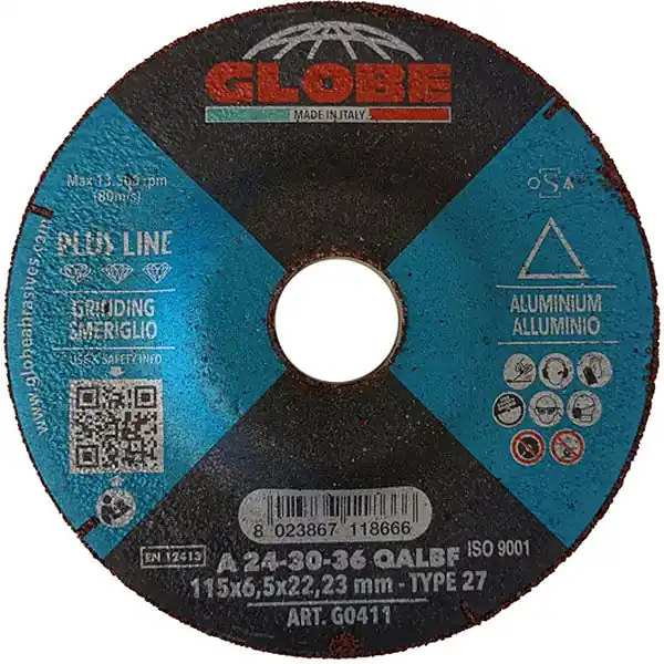 GLOBE DISCO DA SBAVO A CENTRO DEPRESSO D.MM115X6,5X22,23 ALLUMINIO