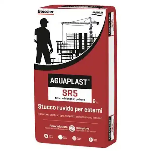 AGUAPLAST SR5 STUCCO IN POLVERE PER ESTERNO RUVIDO BIANCO KG 6
