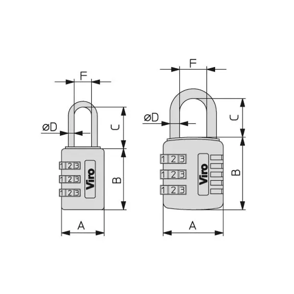 VIRO LUCCHETTO SERIE 404 FAI CON 3 COMBINAZIONI MM30