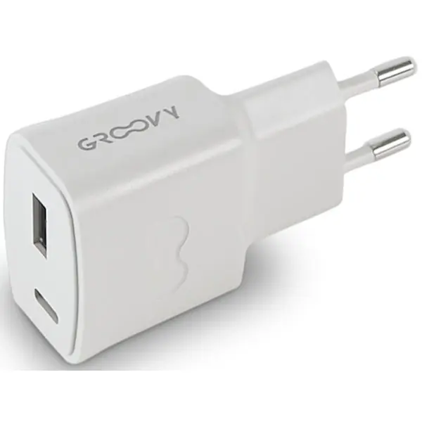 GROOVY CARICATORE DA MURO USB + USB C COLORE GRIGIO