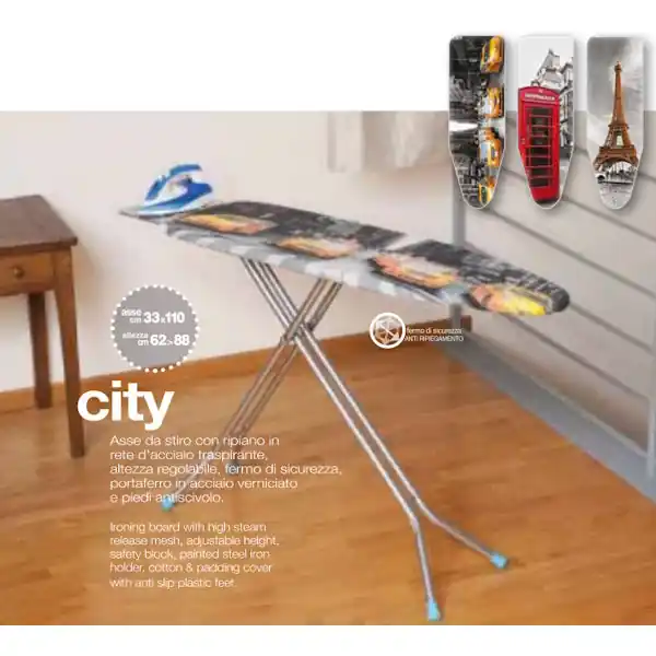 JUMBO ASSE DA STIRO MOD. CITY IN ACCIAIO CM.33X110