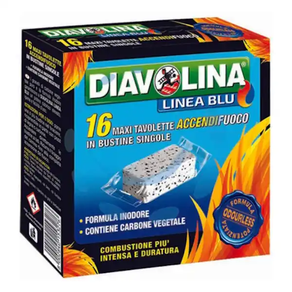 DIAVOLINA ACCENDIFUOCO LINEA BLU MAXI TAVOLETTE CONF.DA PZ16