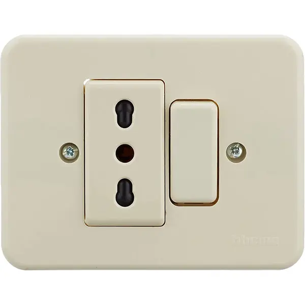 BTICINO DOMINO 1 DEVIATORE UNIPOLARE 6A+1 PRESA BIPASSO 2P AVORIO