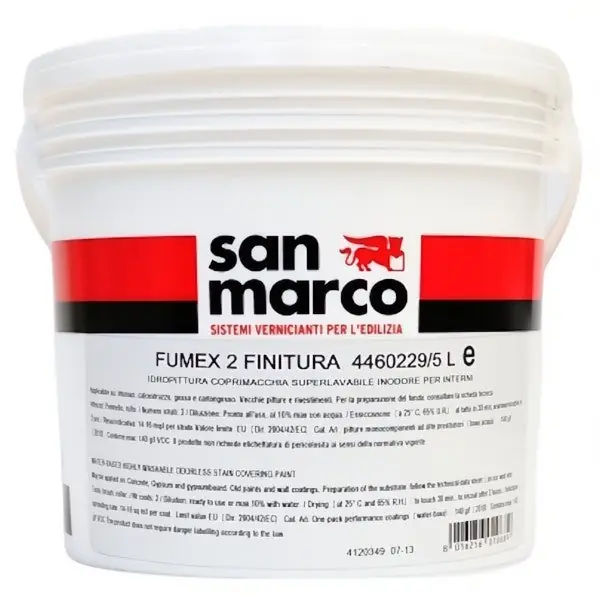 SAN MARCO FUMEX 2 FINITURA BIANCO LT 5 IDROPITTURA COPRIMACCHIA