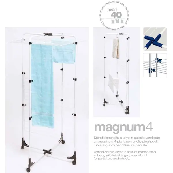 JUMBO STENDIBIANCHERIA A TORRE MOD. MAGNUM 4 IN ACCIAIO VERNICIATO