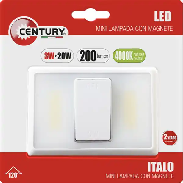CENTURY MINI LAMPADA LED ITALO A BATTERIA ED INTERRUTTORE 3W 4000K 200LM