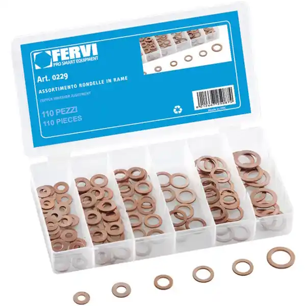 FERVI ASSORTIMENTO DI RONDELLE IN RAME TOTALE PZ110