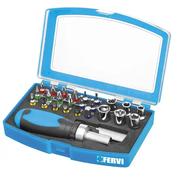 FERVI SET DI BUSSOLE CON INSERTI BITS E PORTAINSERTI DA 1/4" PZ26