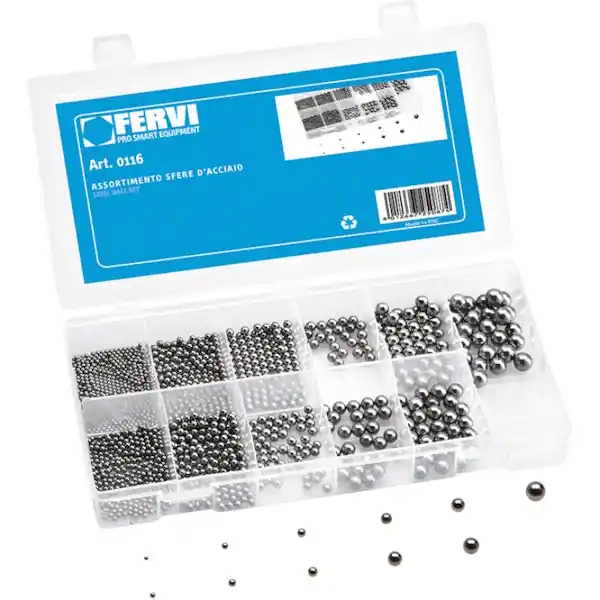 FERVI ASSORTIMENTO DI SFERE D‘ACCIAIO CROMATE METRICHE TOTALE PZ450