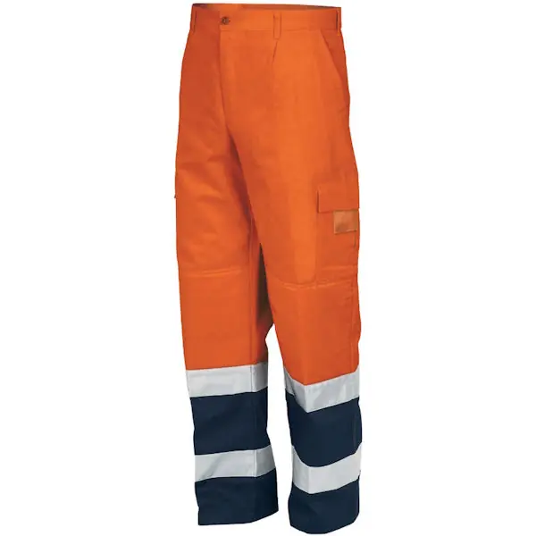 ISSA PANTALONE ALTA VISIBILITA‘ IN FUSTAGNO ARANCIO FLUO/BLU TG.L