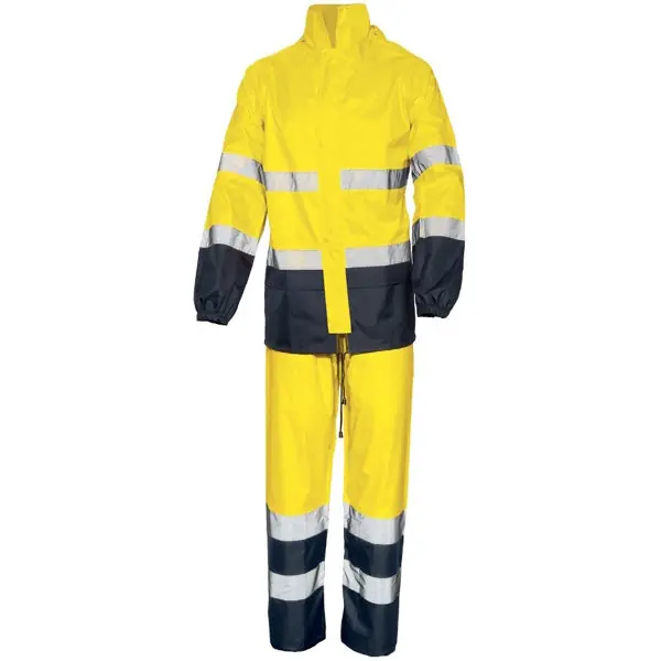 ISSA COMPLETO IMPERMEABILE ALTA VISIBILITA‘ GIALLO FLUO/BLU NAVY