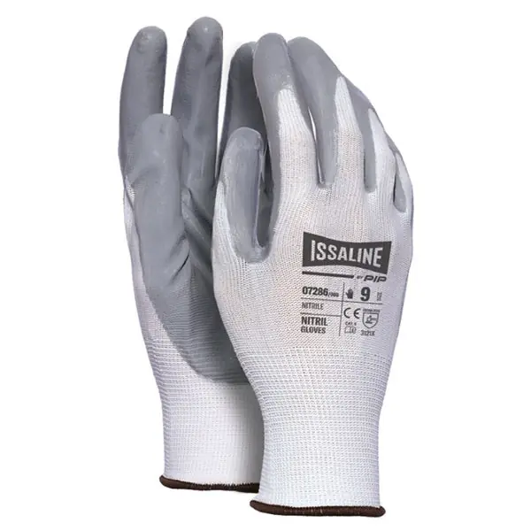 ISSA GUANTI MOD. 07286 IN POLIESTERE E NITRILE COLORE GRIGIO TG 8
