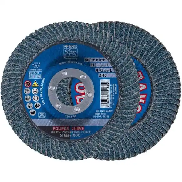 PFERD DISCO LAMELLARE POLIFAN PFR CURVE STEELOX D.MM115-L Z40 SGP