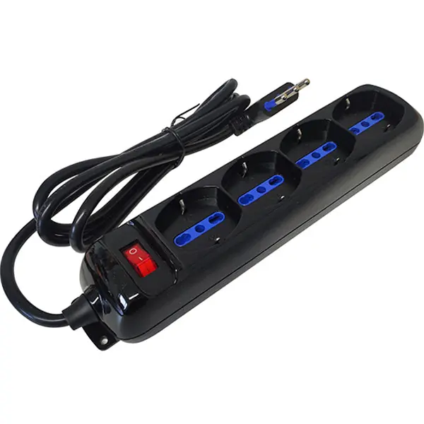 FAEG MULTIPRESA 4 PRESE + INTERRUTTORE CAVO MT1,5 SPINA 16A 3680W NERO