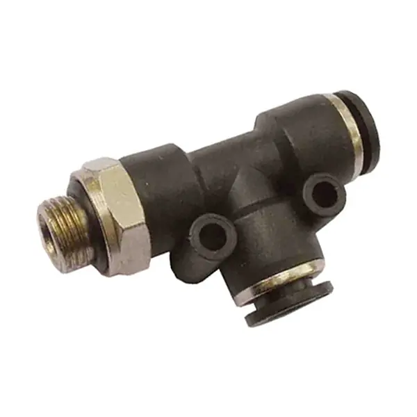 KONFIT RACCORDO A T POLIMERO NERO MASCHIO LATERALE ART. RP71 D.MM12-3/8"