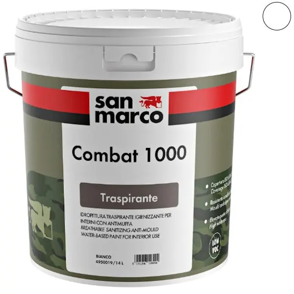 SAN MARCO COMBAT 1000 BIANCO LT14 IDROPITTURA TRASPIRANTE ANTIMUFFA