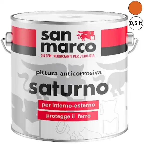 SAN MARCO SATURNO PITTURA ANTICORROSIVA ARANCIO MINIO LT0,5