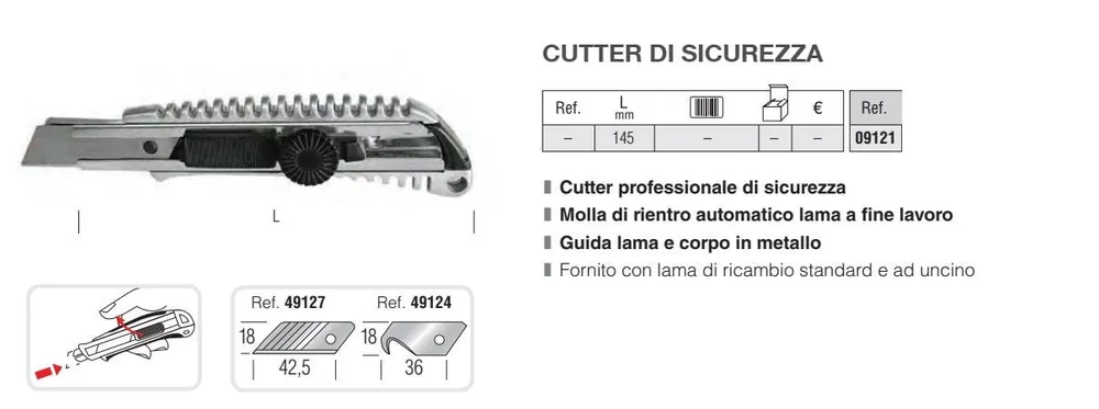 Cutter Di Sicurezza Metallo Metrica Mm.18 09121