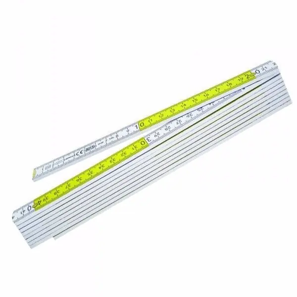 Doppio Metro In Legno Bosso Laccato Bianco/Giallo