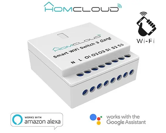 Interruttore Intelligente Wi-Fi 3 canali da incasso Homcloud