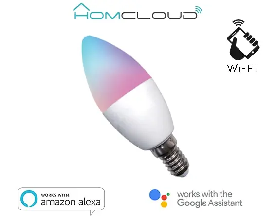 Lampadina Wi-FI RGB+BIANCO CALDO E14 dimmerabile HomCloud