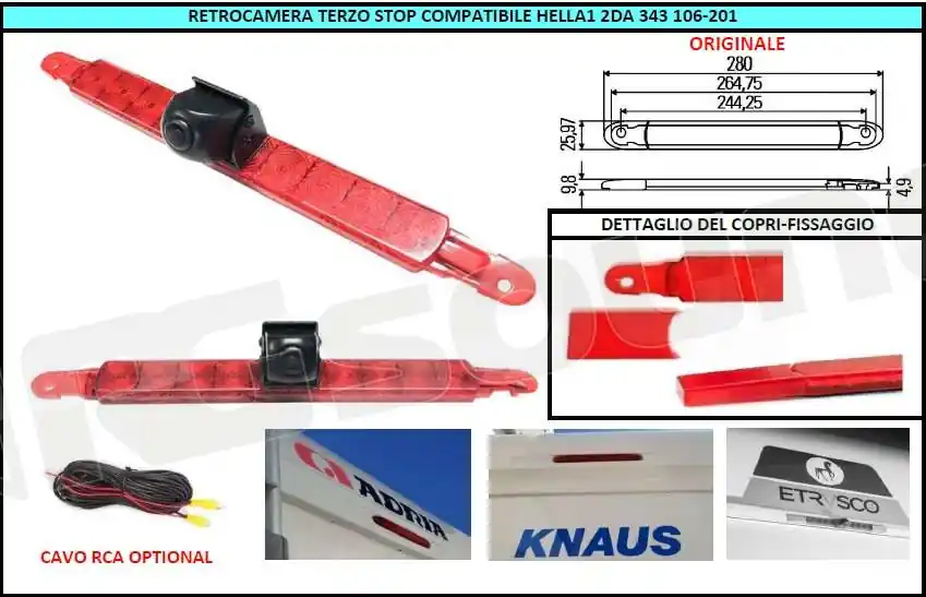 RG Sound DGCHELLASC retrocamera terzo stop singolo obbiettivo Sistem