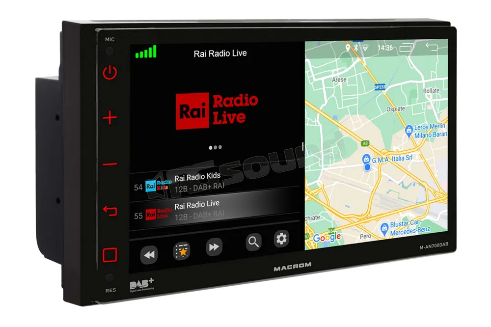 Macrom M-AN700DAB Monitor da 7‘‘ con sistema Android - Telaio 2 DIN co