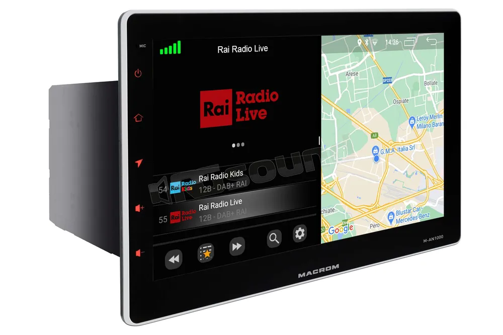 Macrom M-AN1000 grande monitor 10‘‘ con sistema operativo Android e Ne