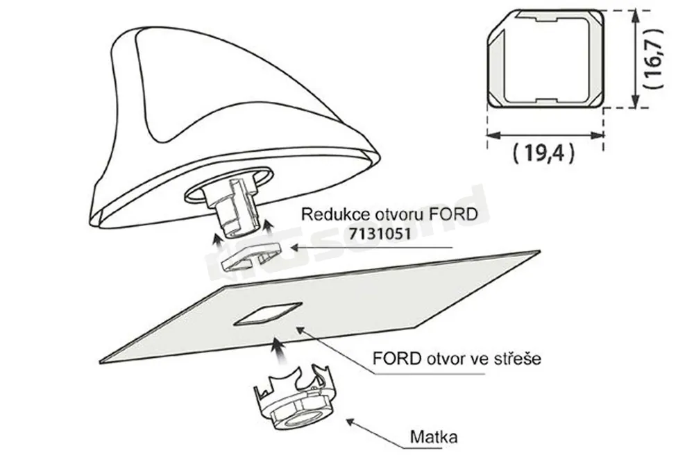 Calearo 7131051 riduttore per installazione antenna Shark II - Ford da