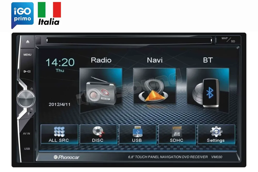Phonocar VM030M monitor 6.8‘‘ con lettore DVD, USB, SD, Bluetooth, map